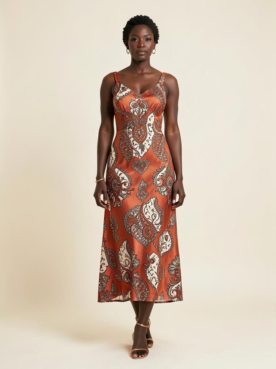 Model wearing the Lila batik slip dress