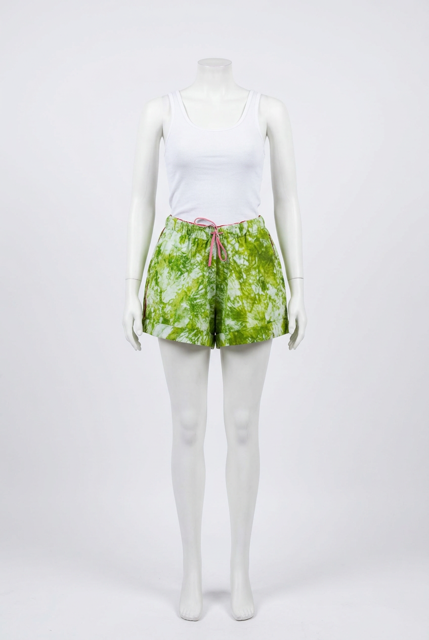 Green Batik Shorts on a mannequin